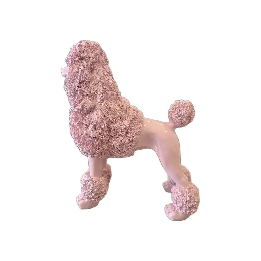 New Pink Glam Textured Poodle Dog Mid Century Modern Figurine Statue Decor